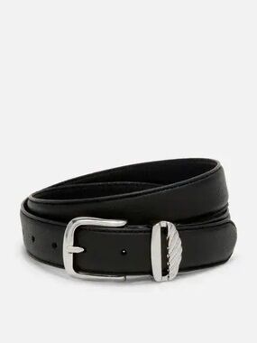 AUREUM ‘No. 3’ Leather Belt in Black/Silver